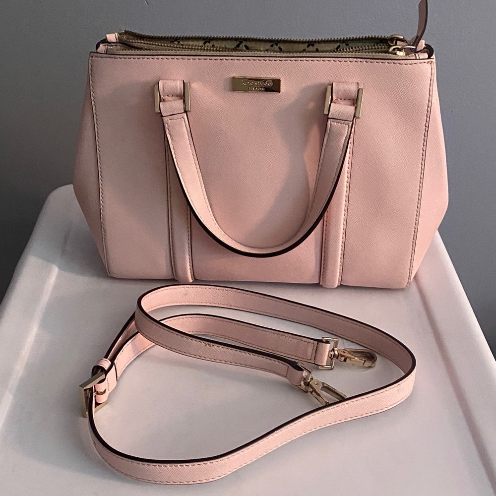 kate spade Pale Pink Saffiano Satchel with Detachable Strap. Great condition!